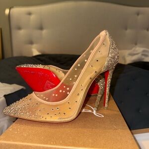 Christian Louboutin Glittering Gold Heels with Red Soles